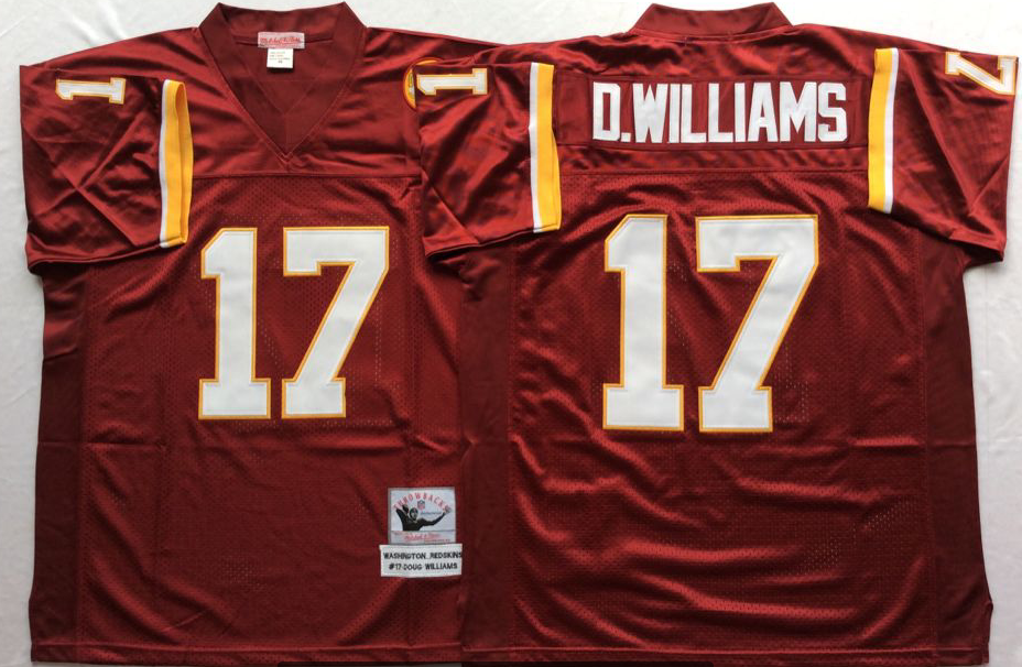 Men NFL Washington Redskins 17 D Williams red Mitchell Ness jerseys